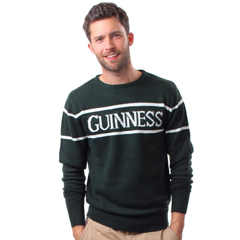 GUINNESS Official Guinness Men's Knit Jumper With White Guinness Text, Bottle Green, Large - Image 1